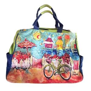 Leoma Lovegrove Canvas Bicycle Print Tote Handles  Multicolor  Pouch Women Beach